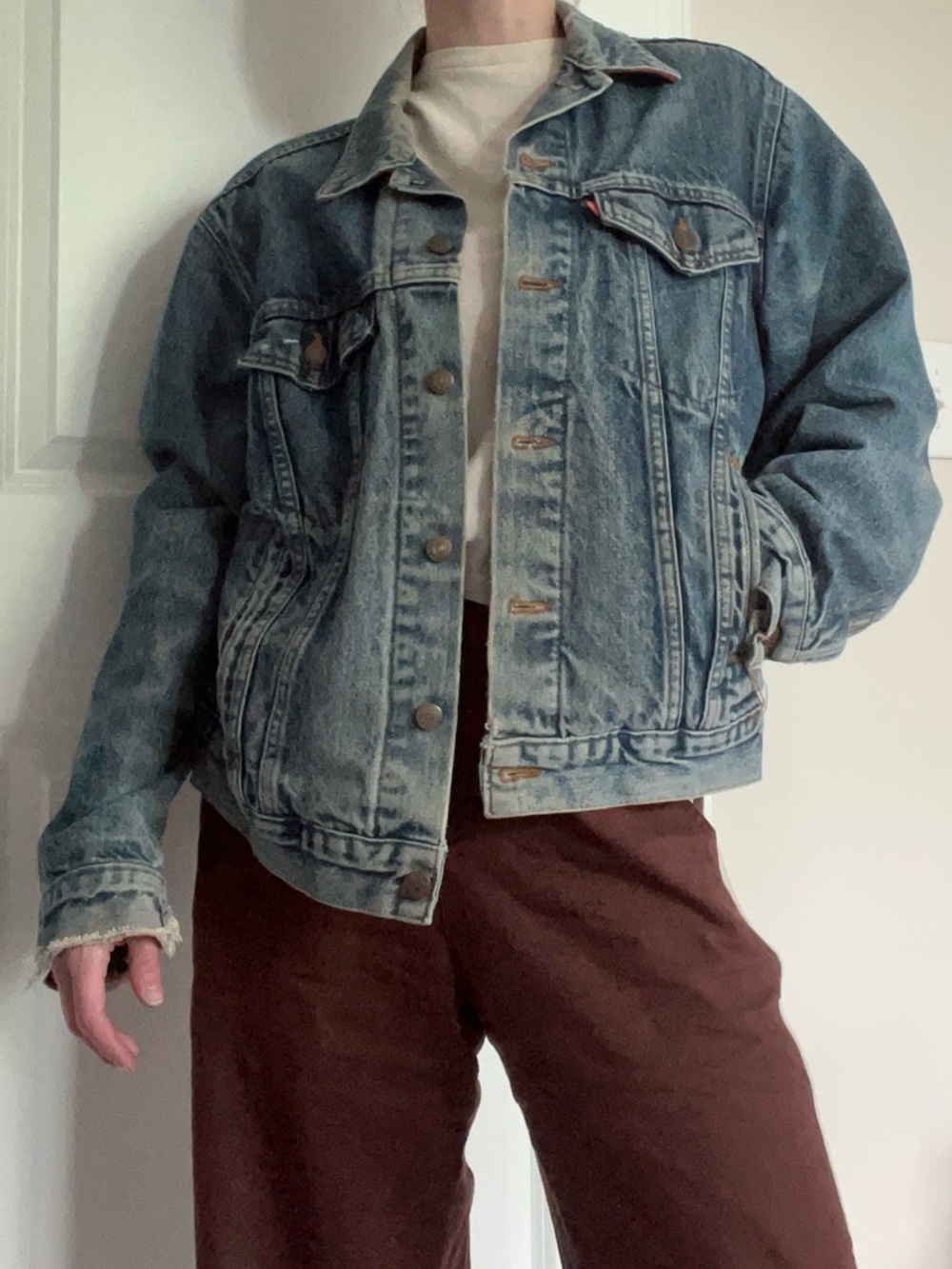 Vintage Levi’s Classic Denim Jacket with Red Buffalo Plaid Lining